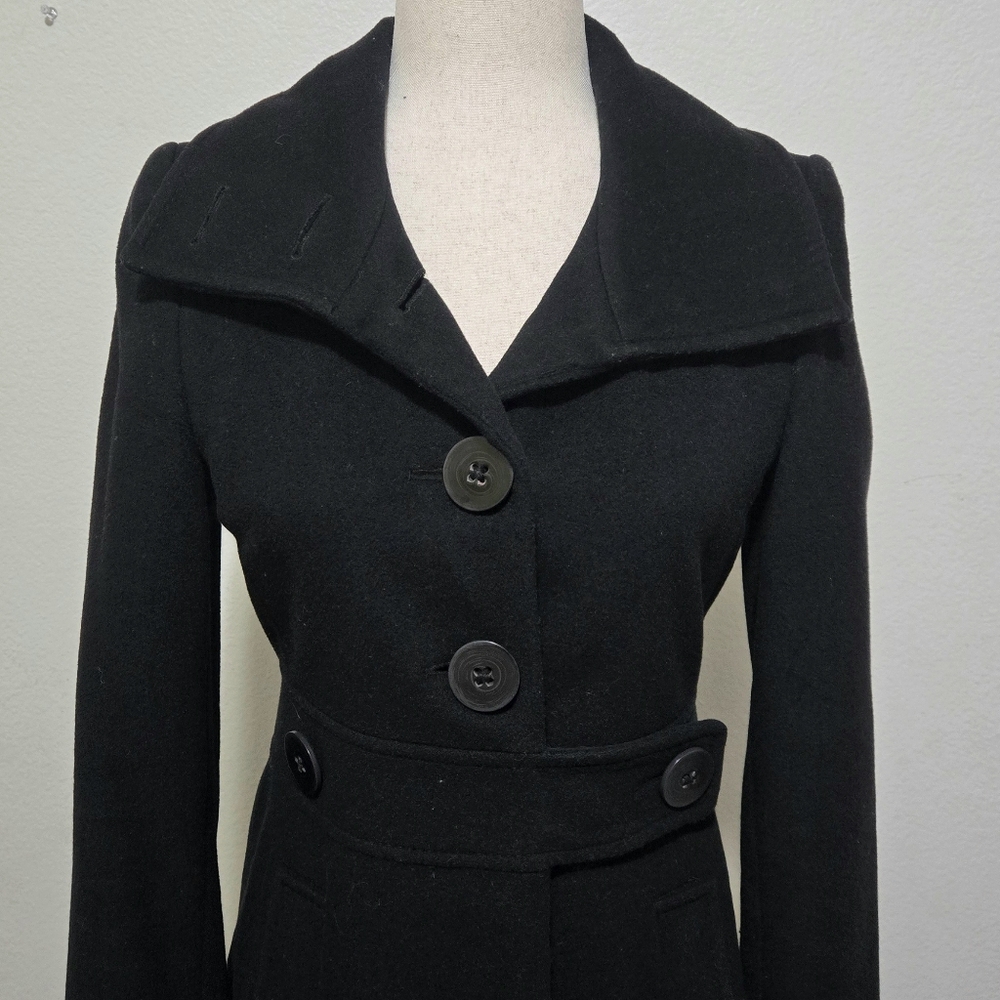 CLUB MONACO Classic Black Women's Trench Coat Wool Blend Size XS - Picture 2 of 16